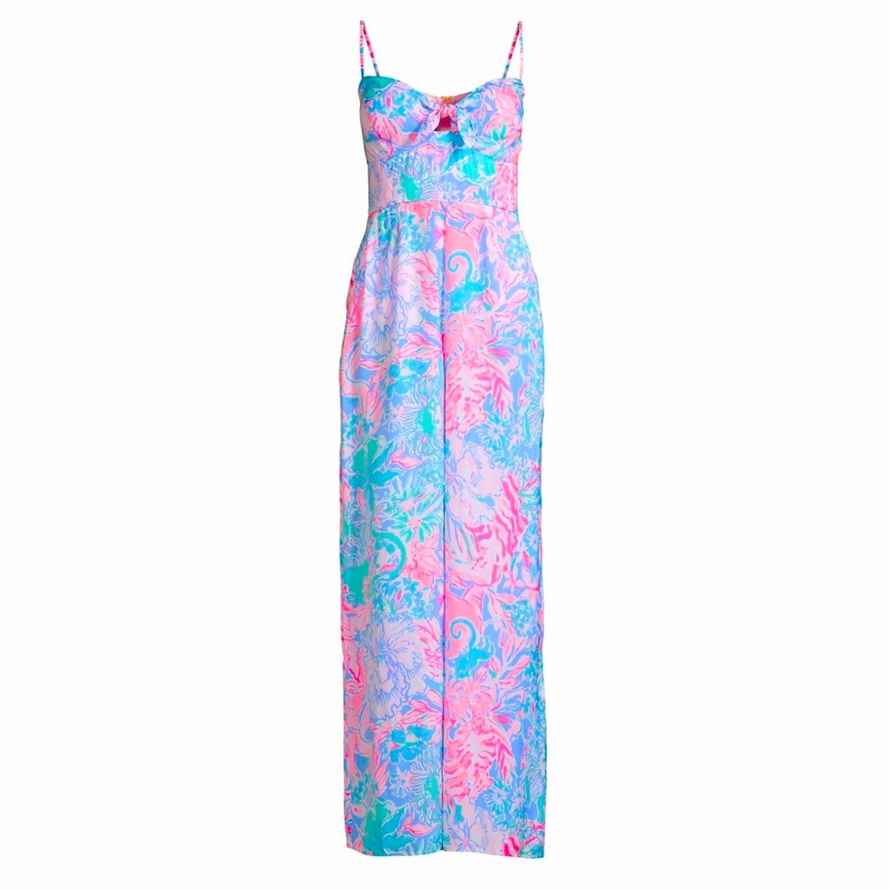 Lilly Pulitzer Womens Blue Peri Viva La Lilly Bente Jumpsuit